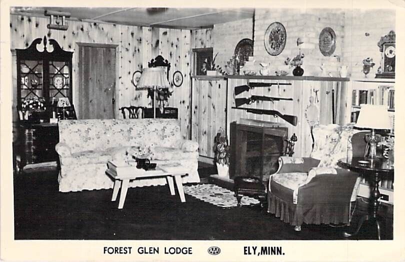 Forest Glen Lodge, Ely, Minn., RPPC, Posted 1958