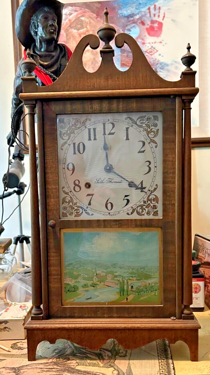 Vintage Seth Thomas Pillar & Scroll Mantle/Shelf Clock Mahogony 1913 Working