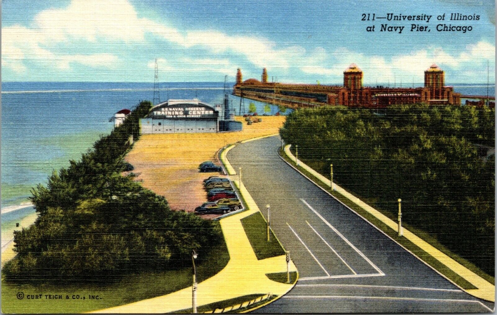 Vintage 1930's University of Illinois at Navy Pier Chicago IL Linen Postcard