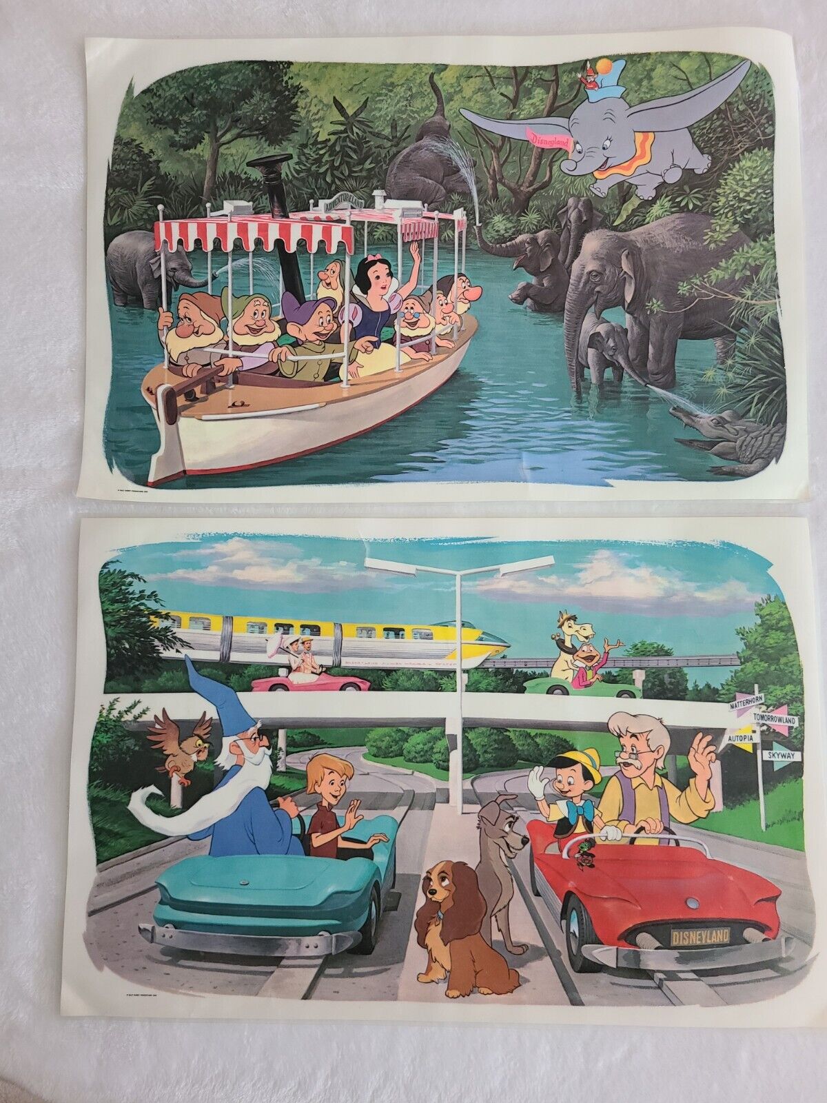 set of 2 Vintage 1964 Disneyland Placemat