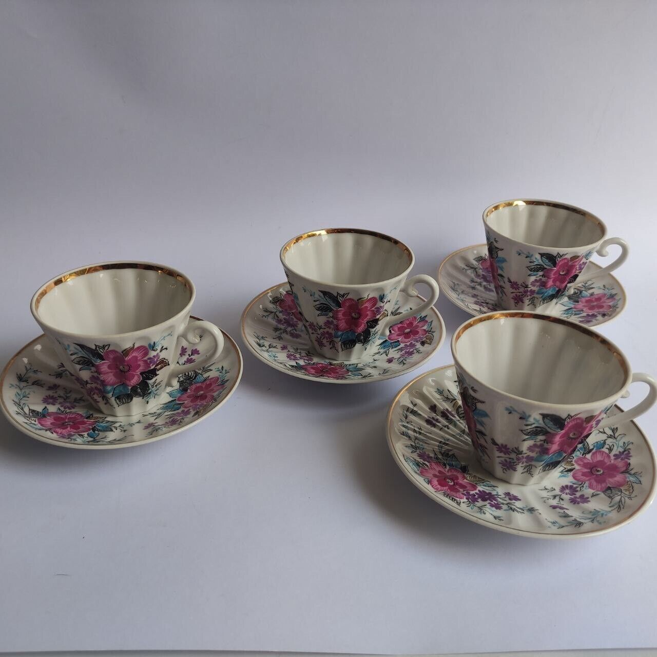 Tea set LFZ Leningrad, USSR porcelain 1970s, 8 items