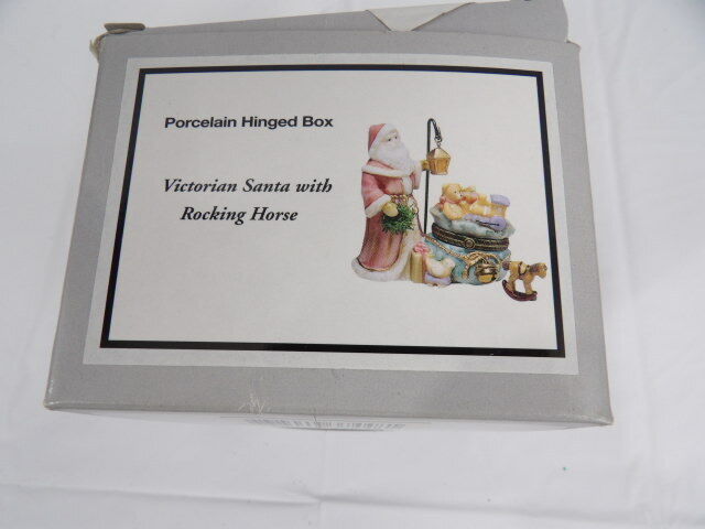 PHB Collections Victorian Santa w/Rocking Horse Porcelain Hinged Trinket Box NEW