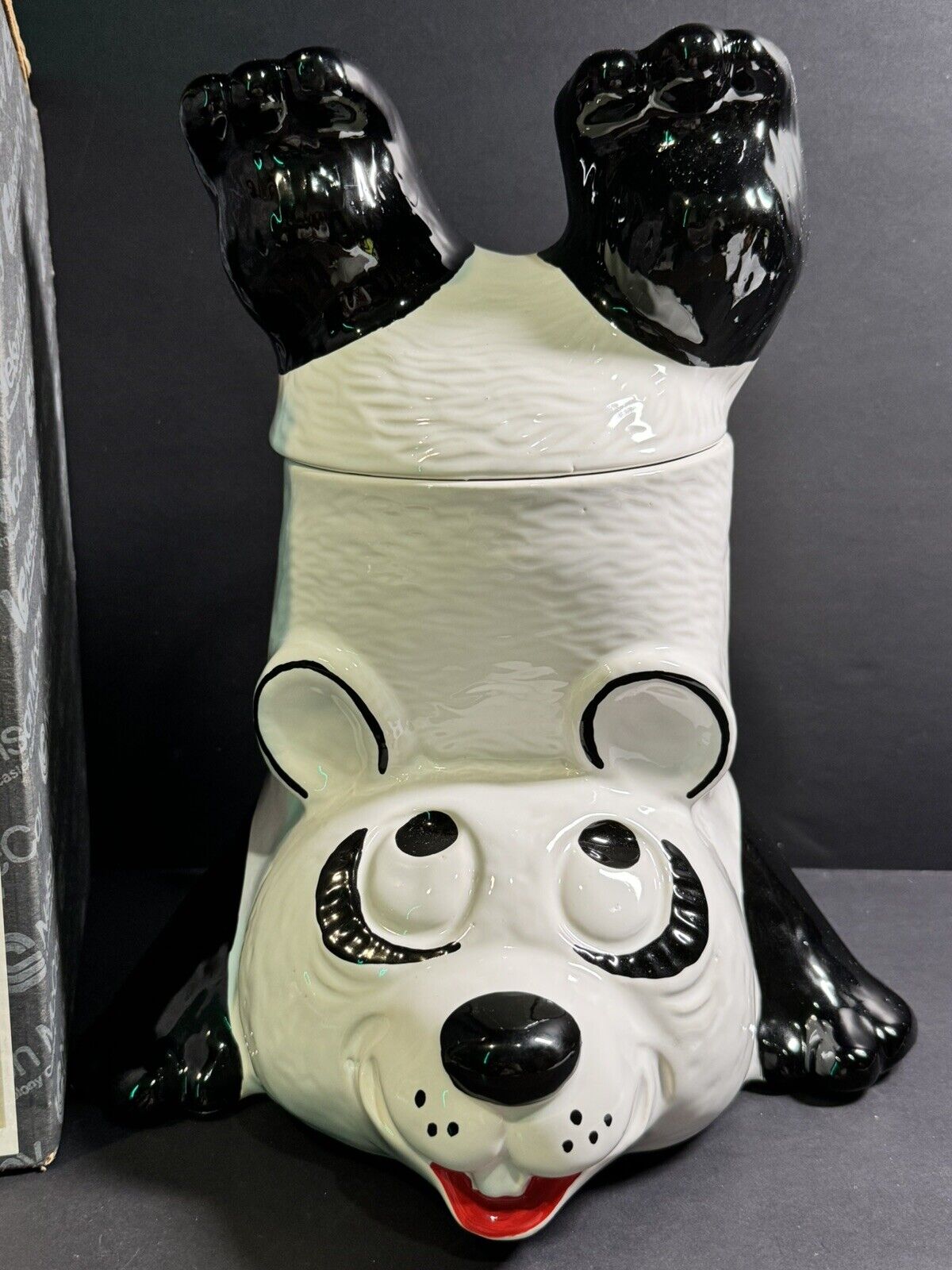 Vintage McCoy Pottery Upside Down Panda Bear Ceramic Cookie Jar 210 USA W/Box