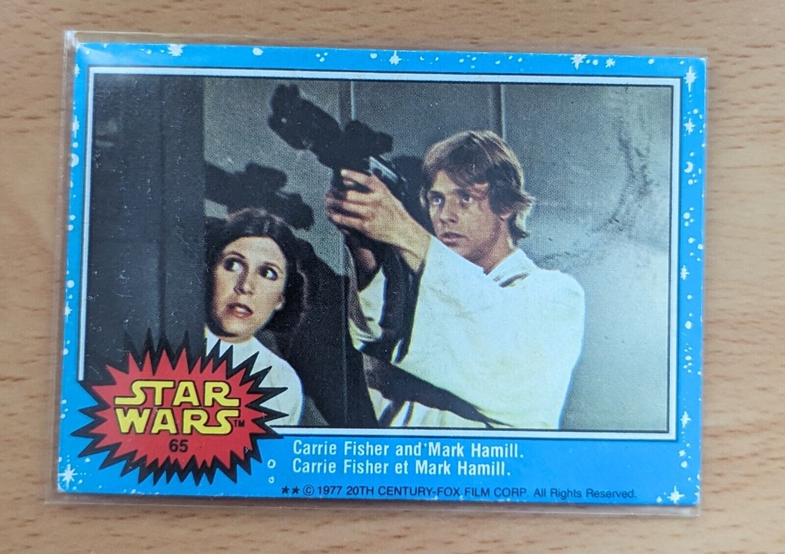 1977 Topps Star Wars Series I Blue Card #65 Carrie Fisher & Mark Hamill Vintage