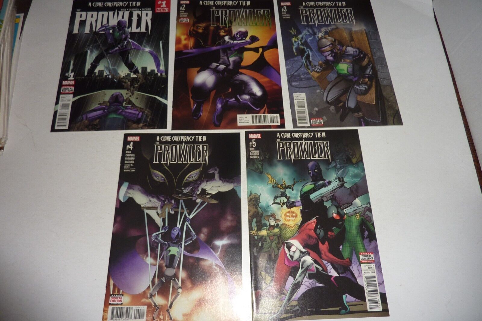 THE PROWLER Marvel 2016 Lot of 5 #1 2 3 4 5 Clone Conspiracy Unread Copies NM-