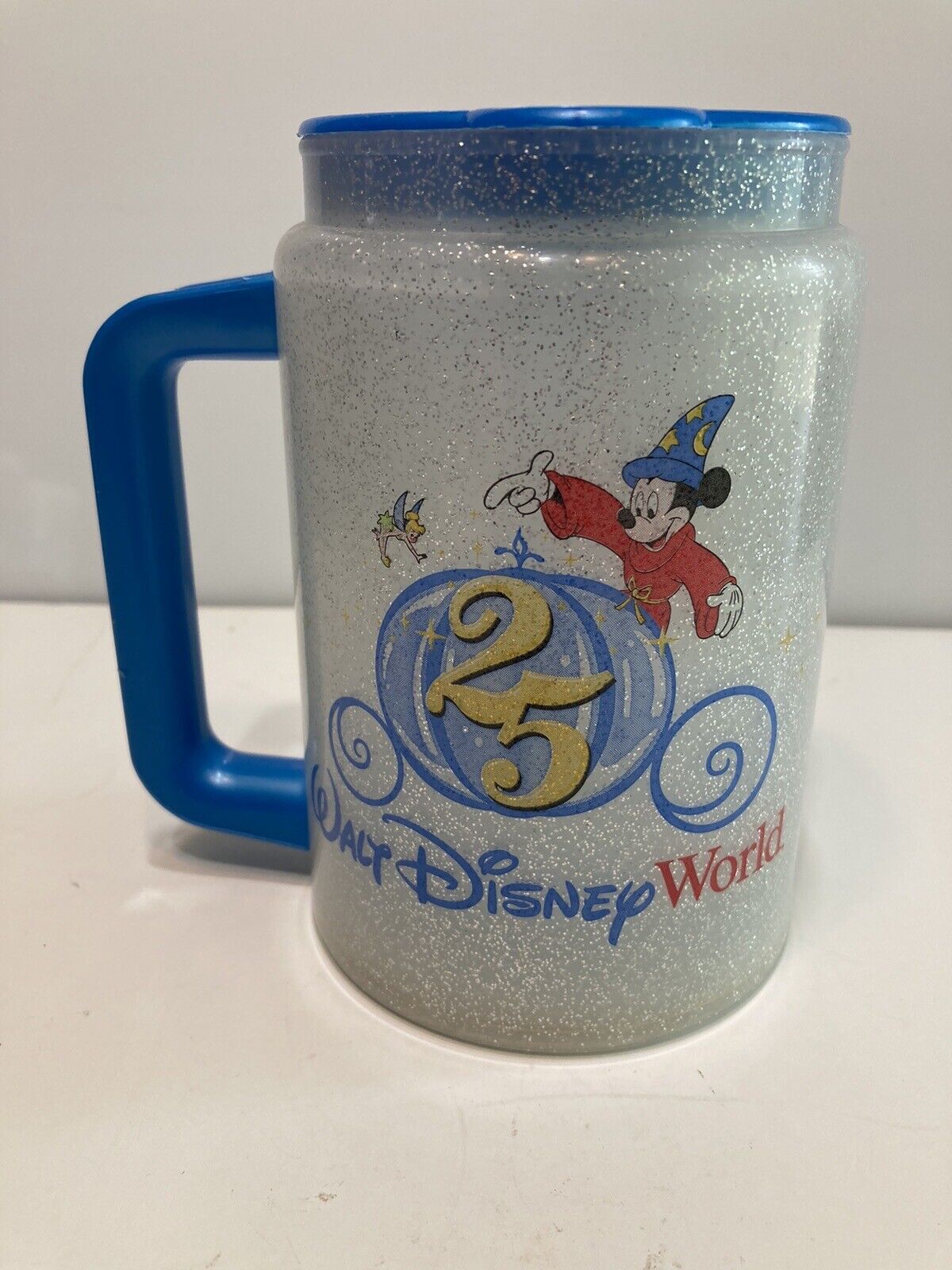 Vintage Walt Disney World 25th Anniversary Souvenir Travel Mug Sparkle Mickey