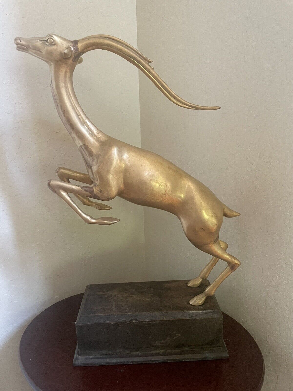 Stunning Antique Sculpture Statue Brass Frederick Cooper Chicago Antelope Deer.)