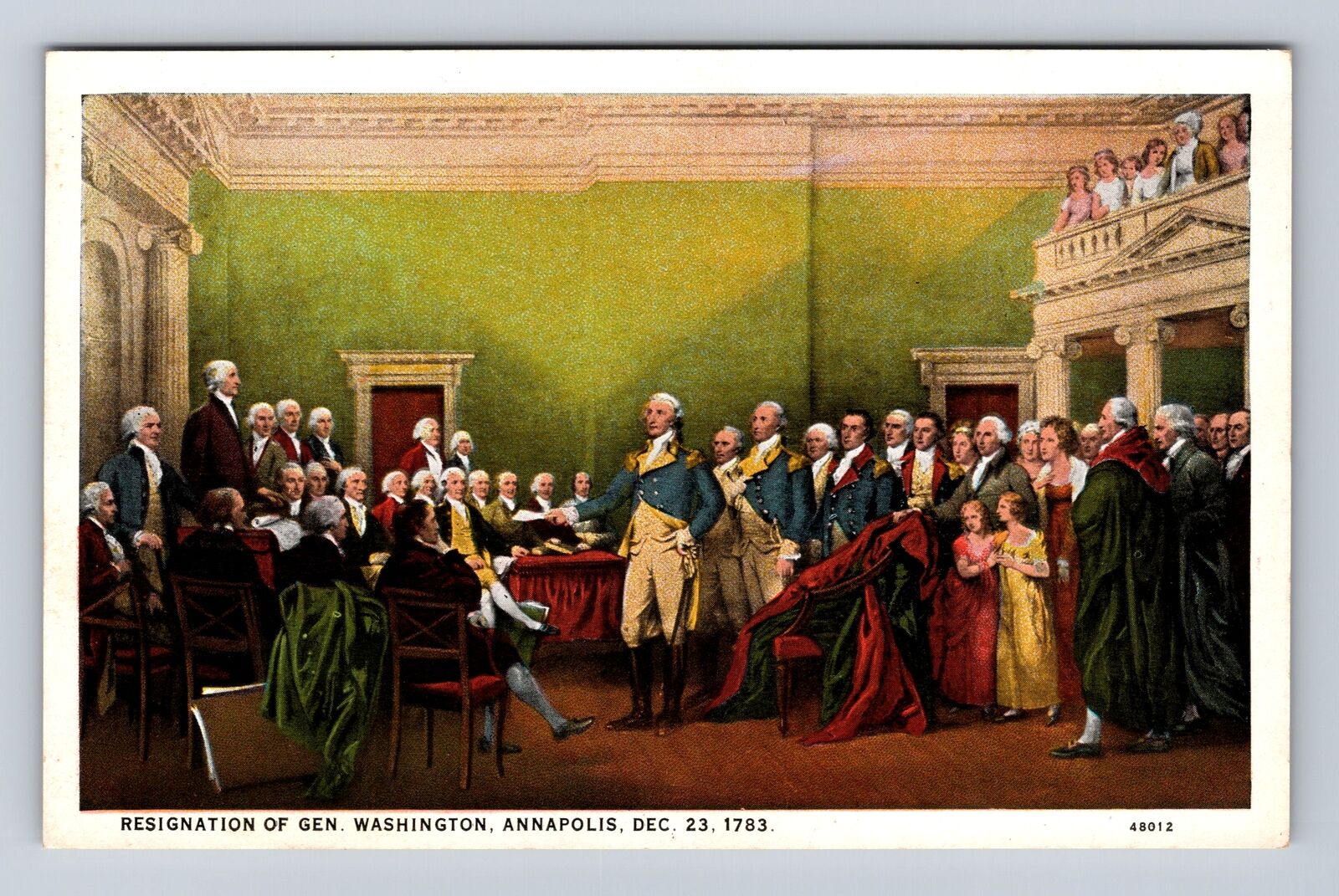 Washington DC, Painting in Capitol Rotunda of Washington, Vintage Postcard
