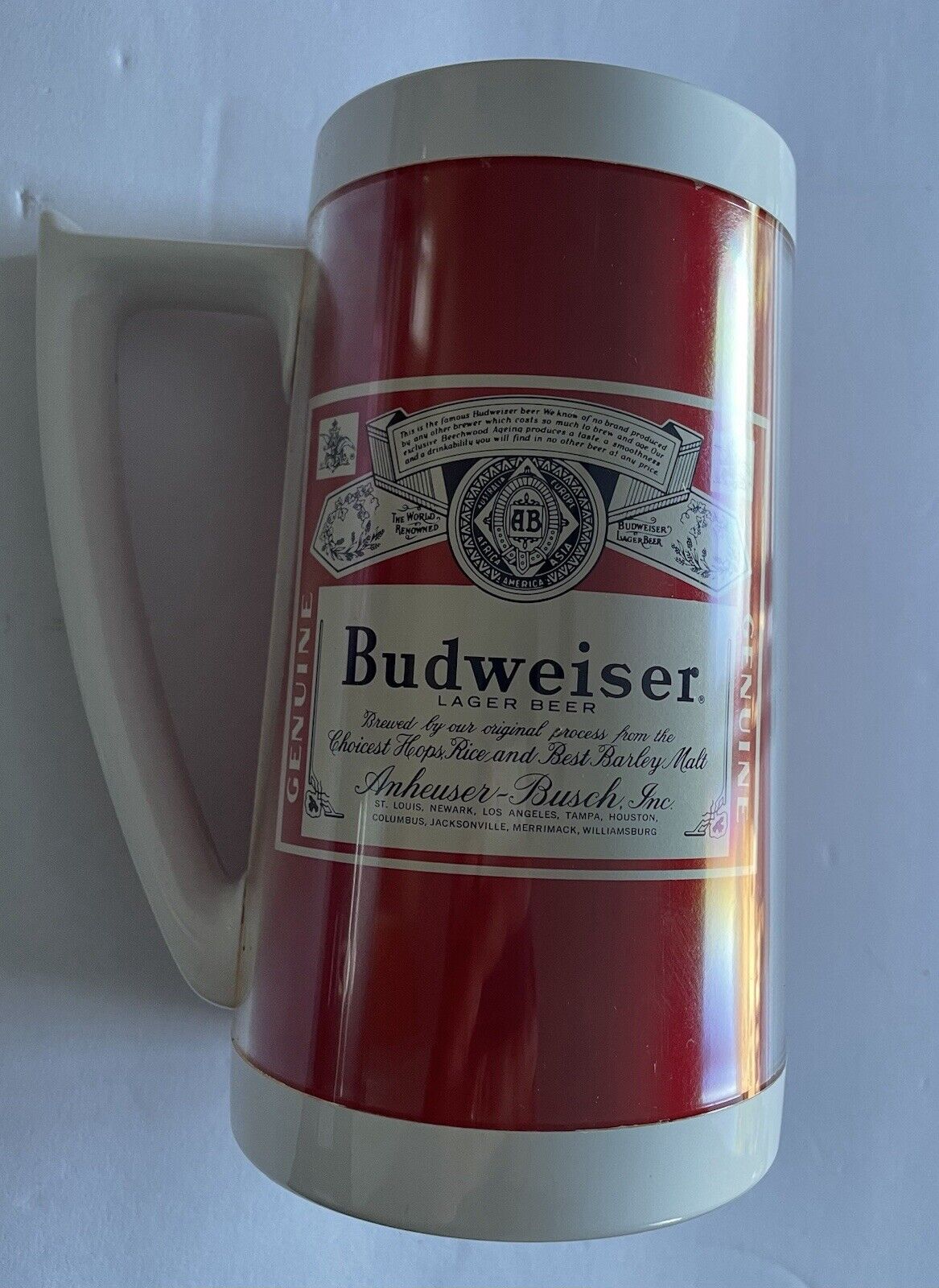 Vtg Lot Of 6 Budweiser Plastic Beer Mugs Cups 16oz ~ Vintage box - Thermo Serv