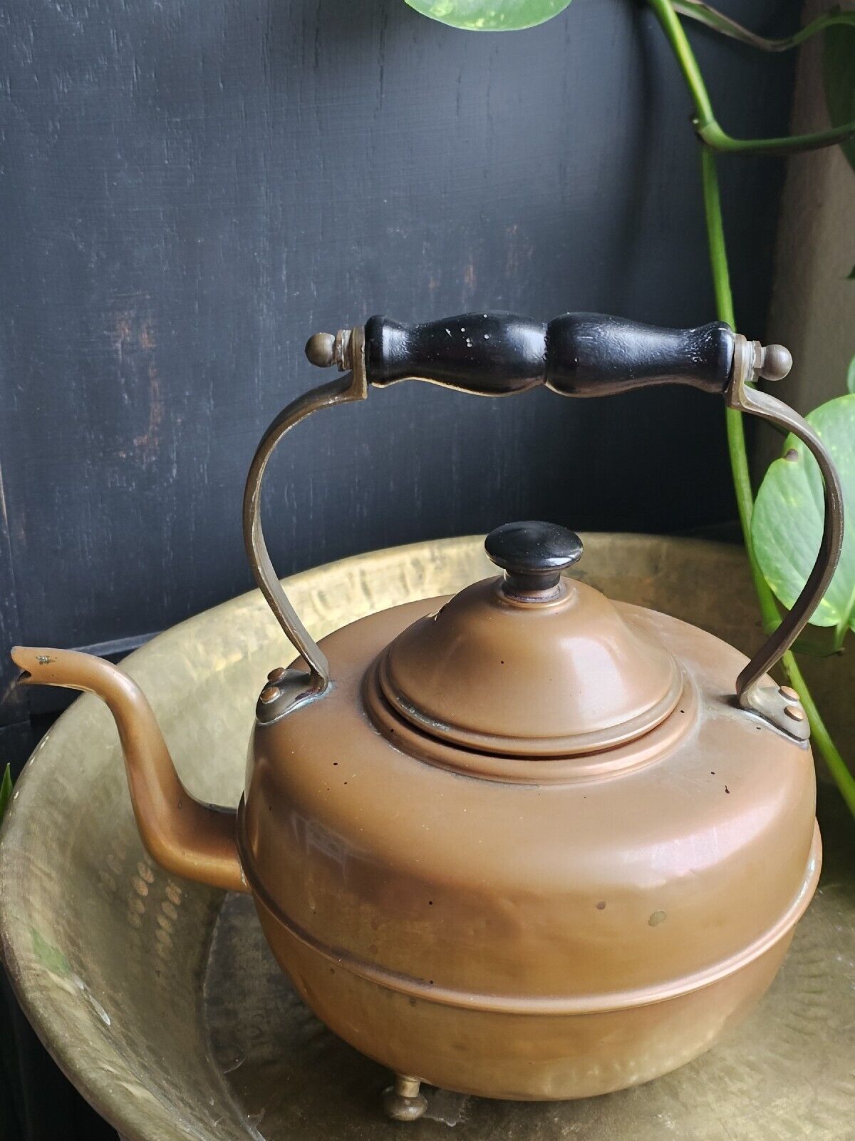 Antique Copper & Brass Tea Kettle, Extremely Rare, Made in England~ GORGEOUS