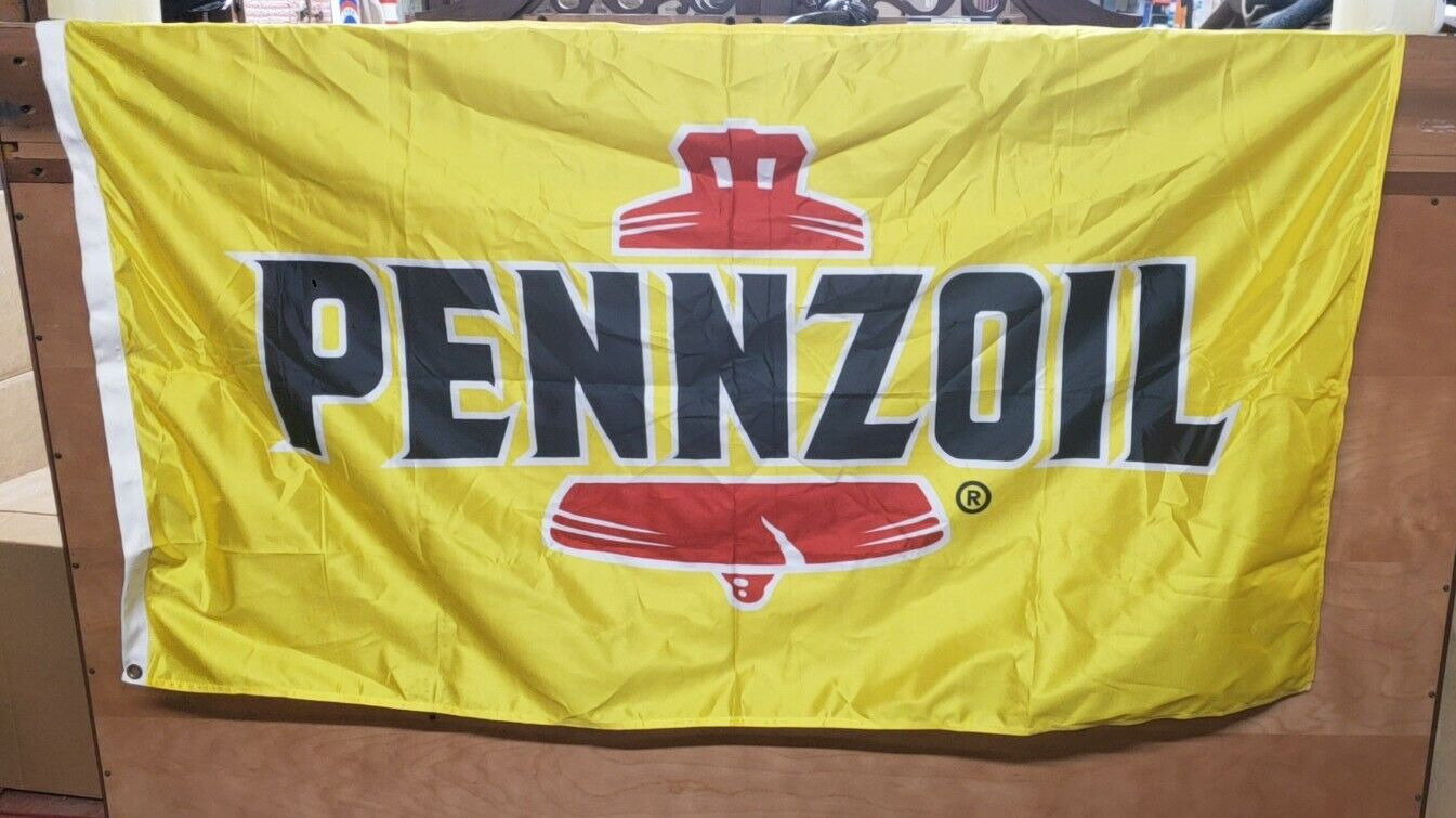 Nos Pennzoil Flag Banner Sign Gas Station Advertisement  Oil 3 x 5 \' A