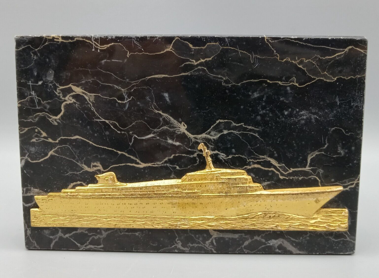 SS OCEANIC Home Lines Marble Paperweight Desk Plaque 5\