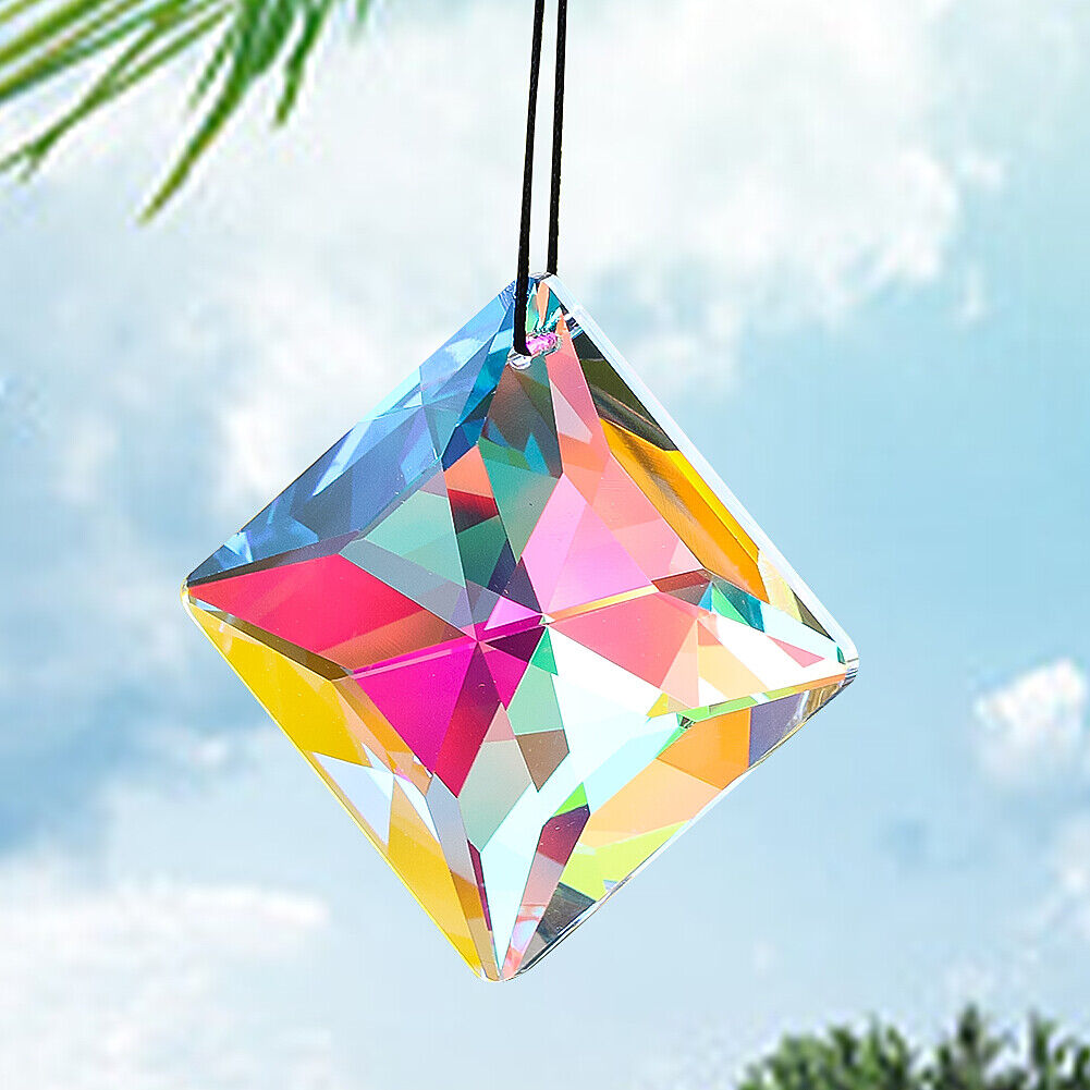 2pc AB color crystal square light catcher pendant chandelier decoration