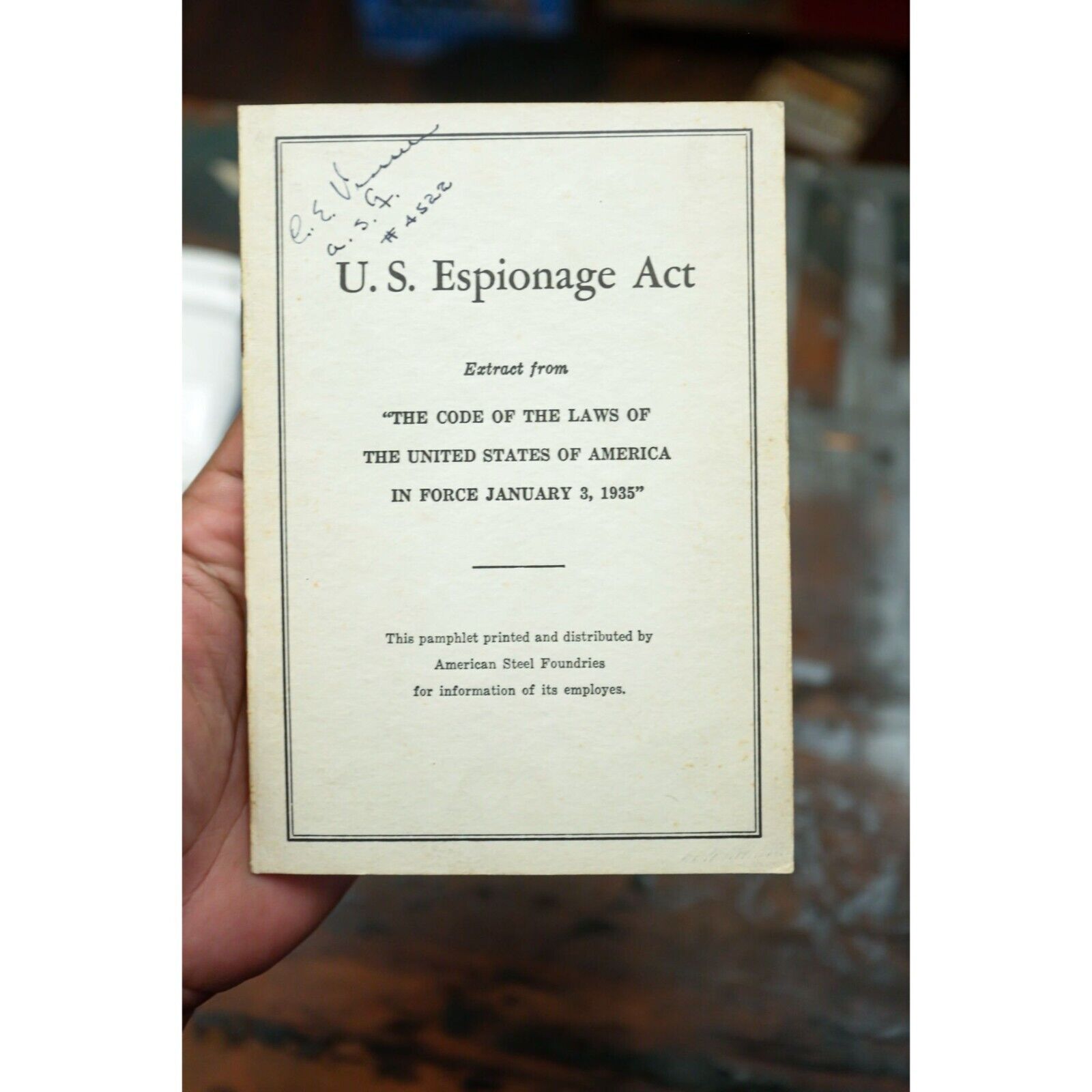 US Espionage Act 1940 WW2 Wartime Spies Logistics American Steel Foundries
