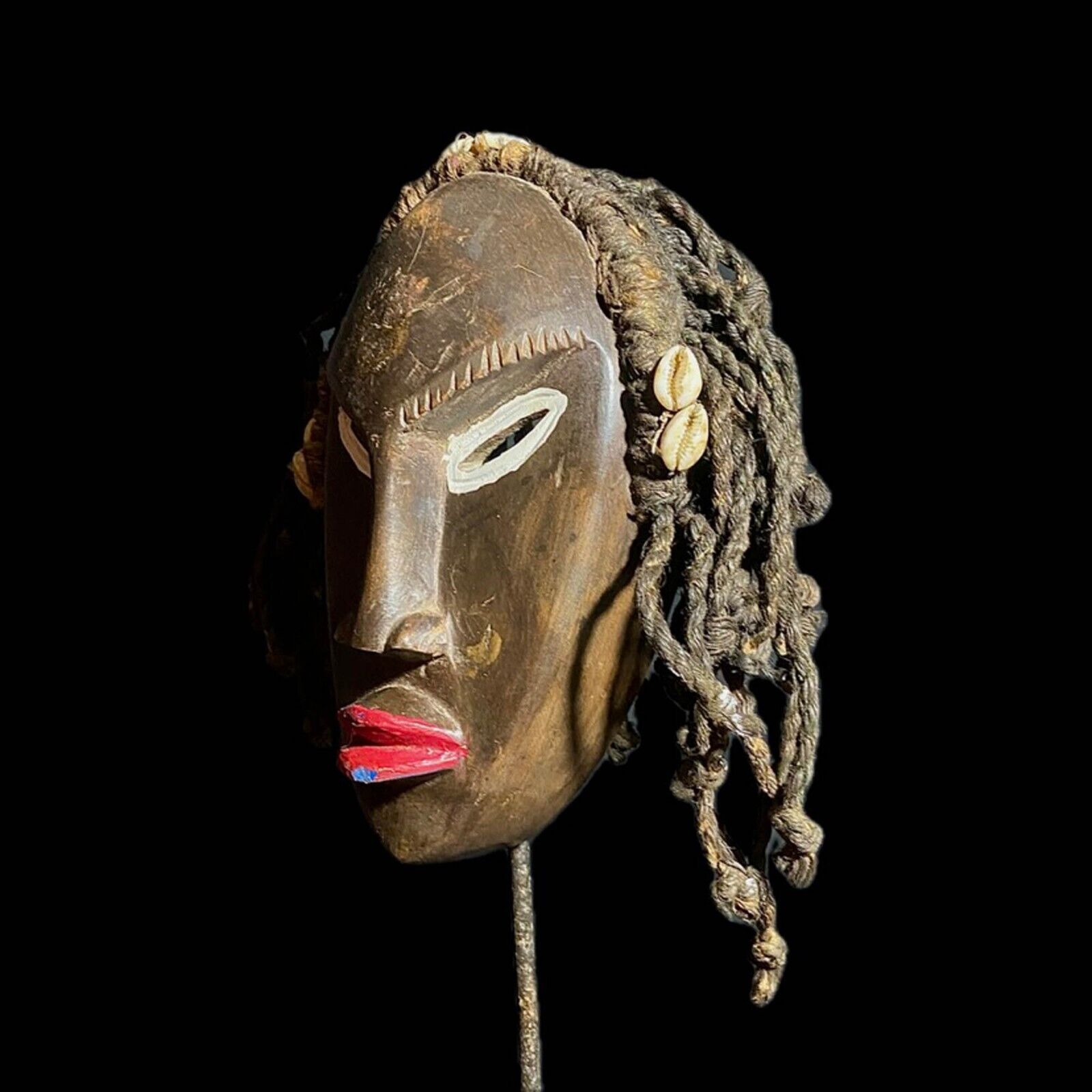 Vintage Hand Carved Vintage DAN Hand Carved Wooden Tribal African Art Face-8153