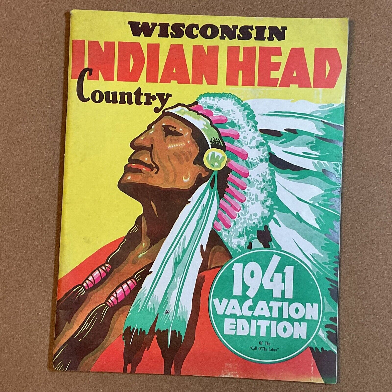 Indian Head Country | Wisconsin 1941 Tourist Booklet | Vtg 1940s Litho Cover