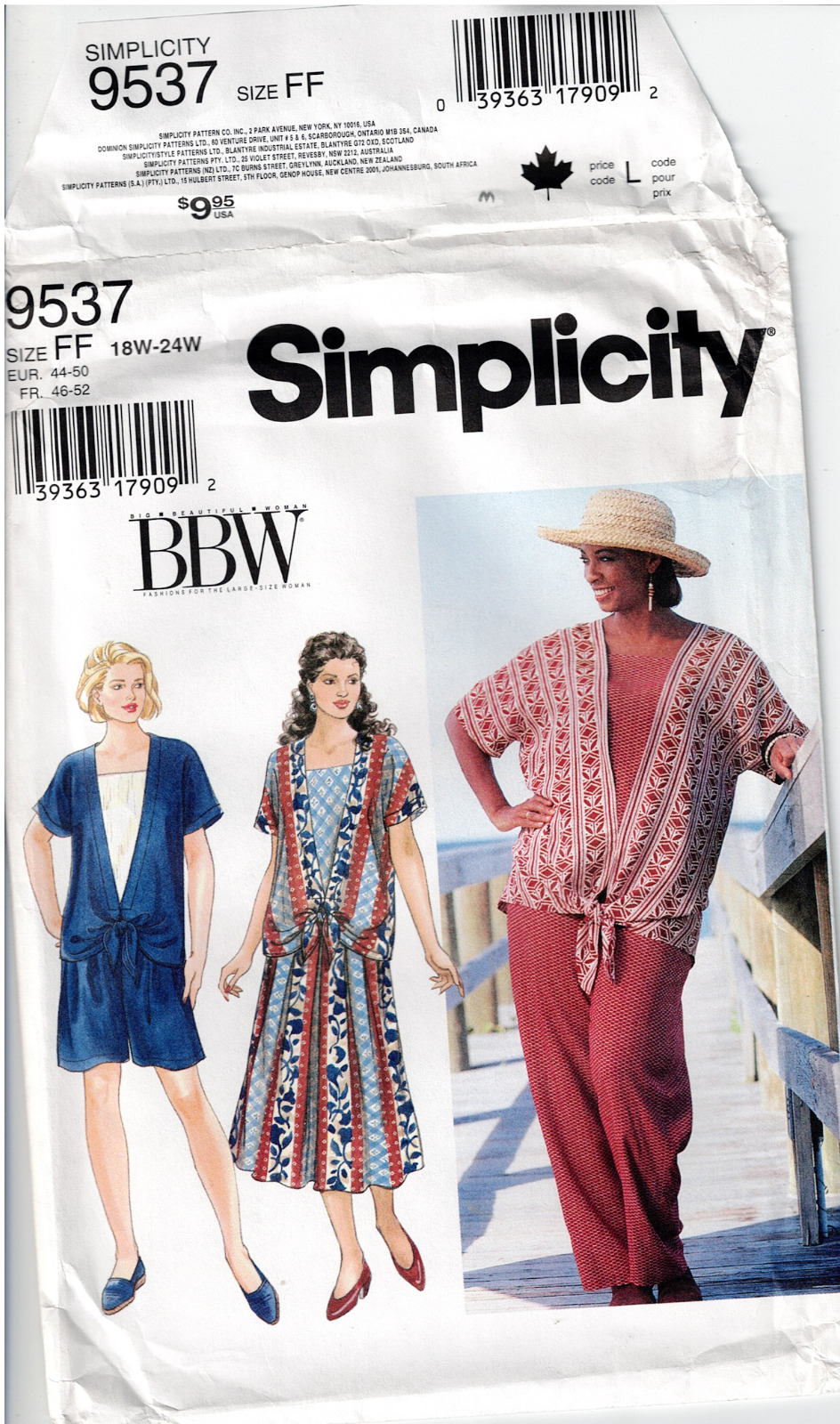 Simplicity 9537 Womens Plus Skirt Pants Shorts Top Sewing Pattern Uncut 18w-24w