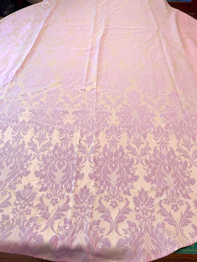 Vintage Tablecloth Fifties 50s Pink Champagne Color Oval 56x80