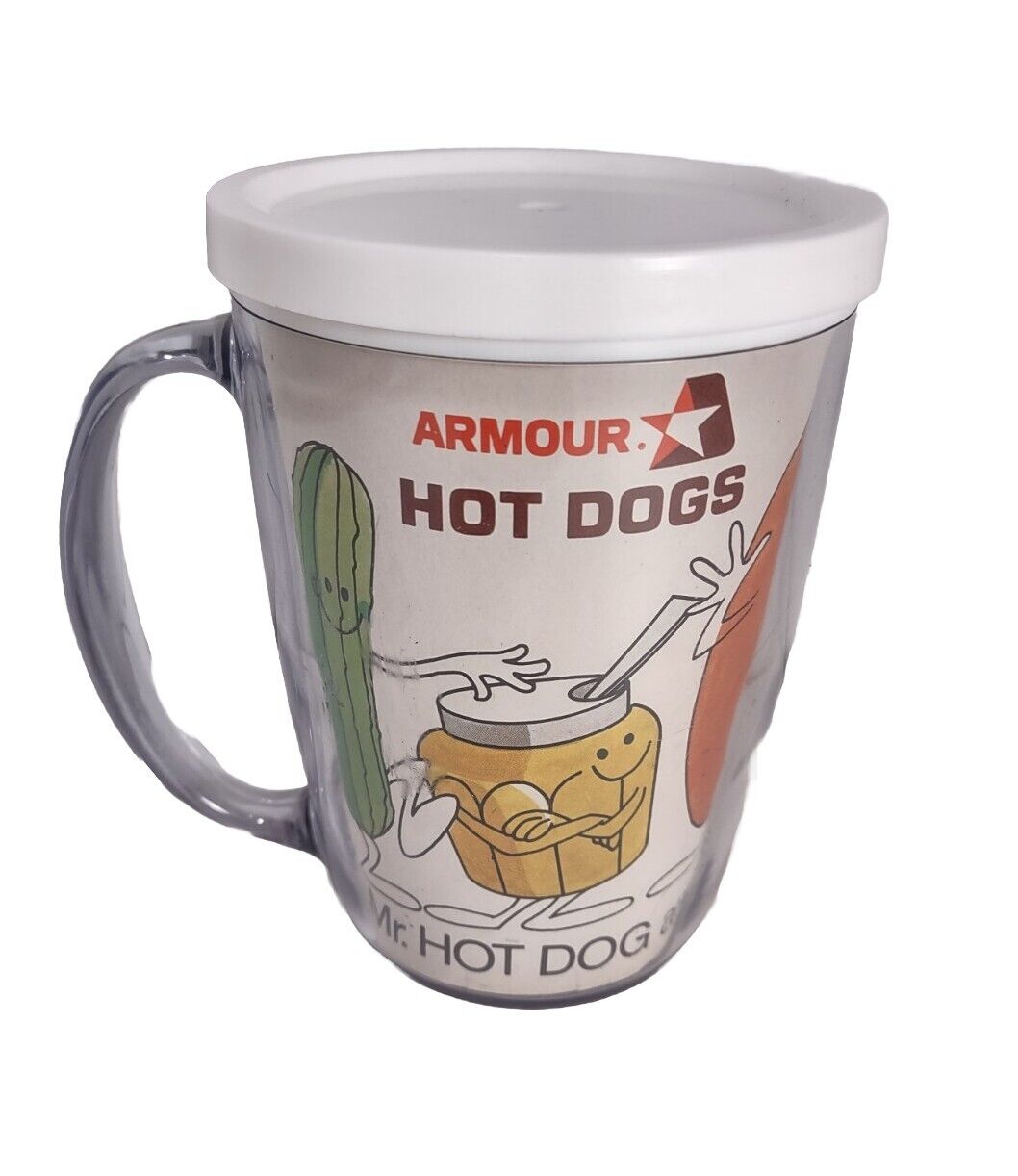 Armour Mr Hot Dog And Friends Mug With Secure Snap Lid Advertising Collectable 