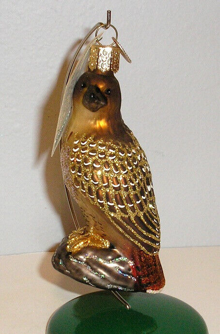2007 OLD WORLD CHRISTMAS - RED-TAILED HAWK - BLOWN GLASS ORNAMENT - NEW W/TAG