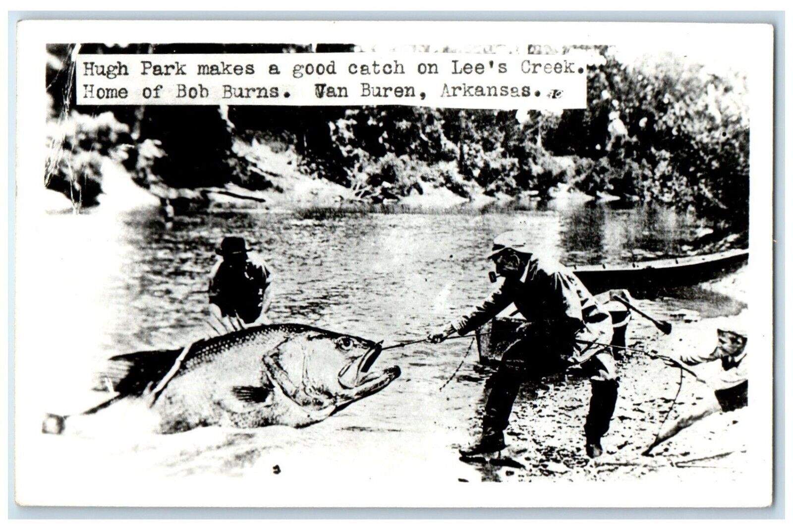 Man Cached Big Fish Lee\'s Creek Home Bob Burns Van Buren AR RPPC Photo Postcard
