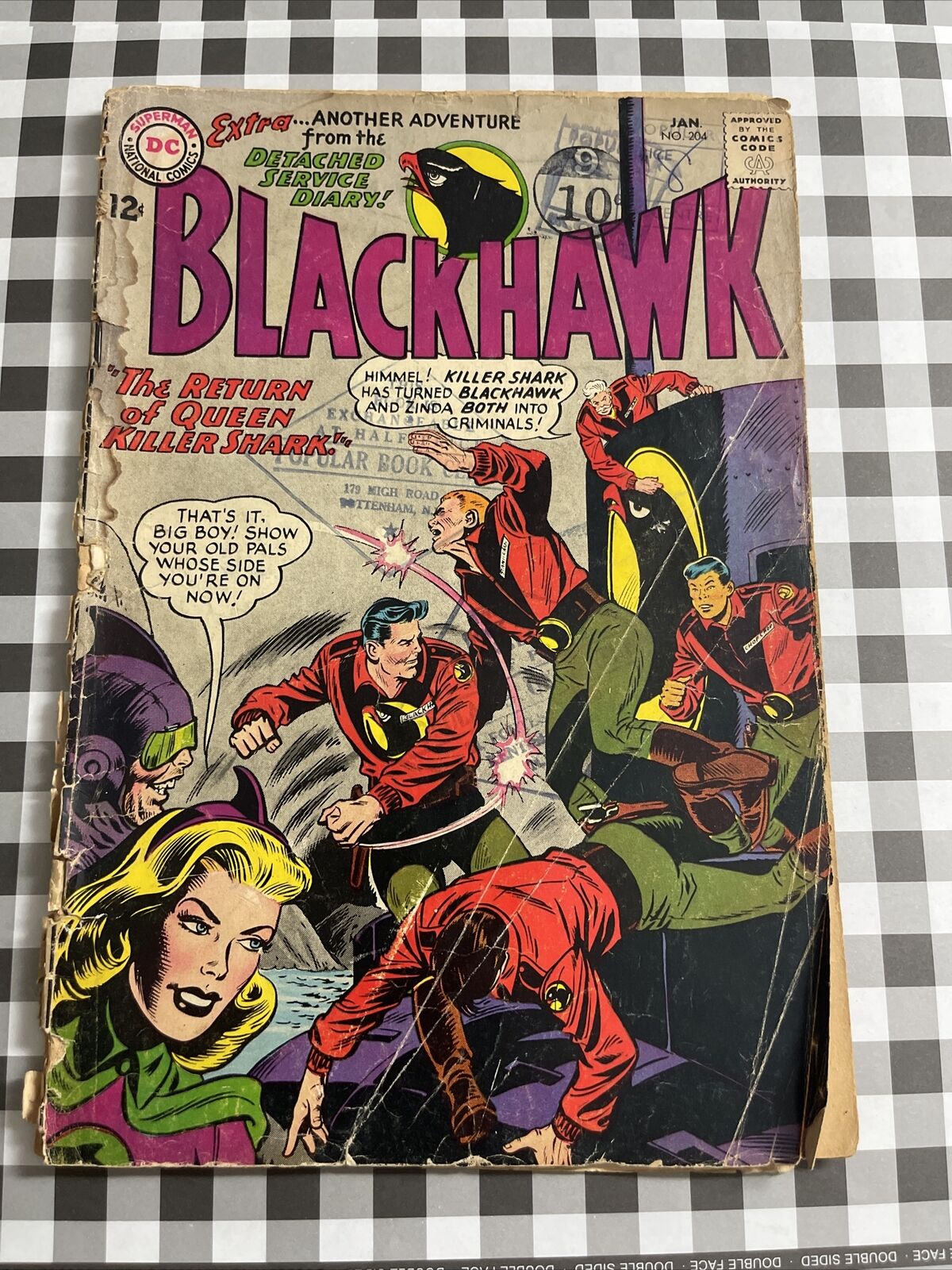 BLACKHAWK #204 DICK DILLIN COVER 1965 bob haney killer shark dc comics war