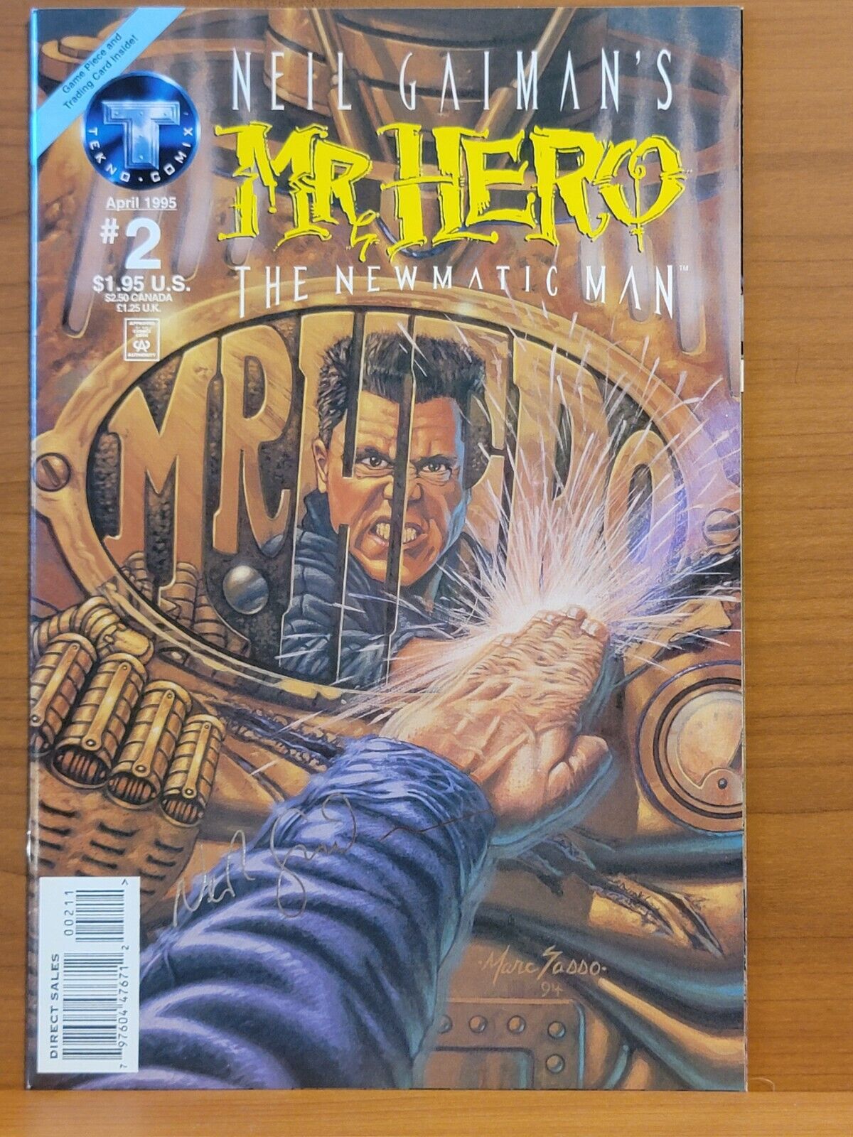 Neill Gaiman\'s Mr. Hero The Pneumatic Man #2 VF Techno Comix 1995 Signed