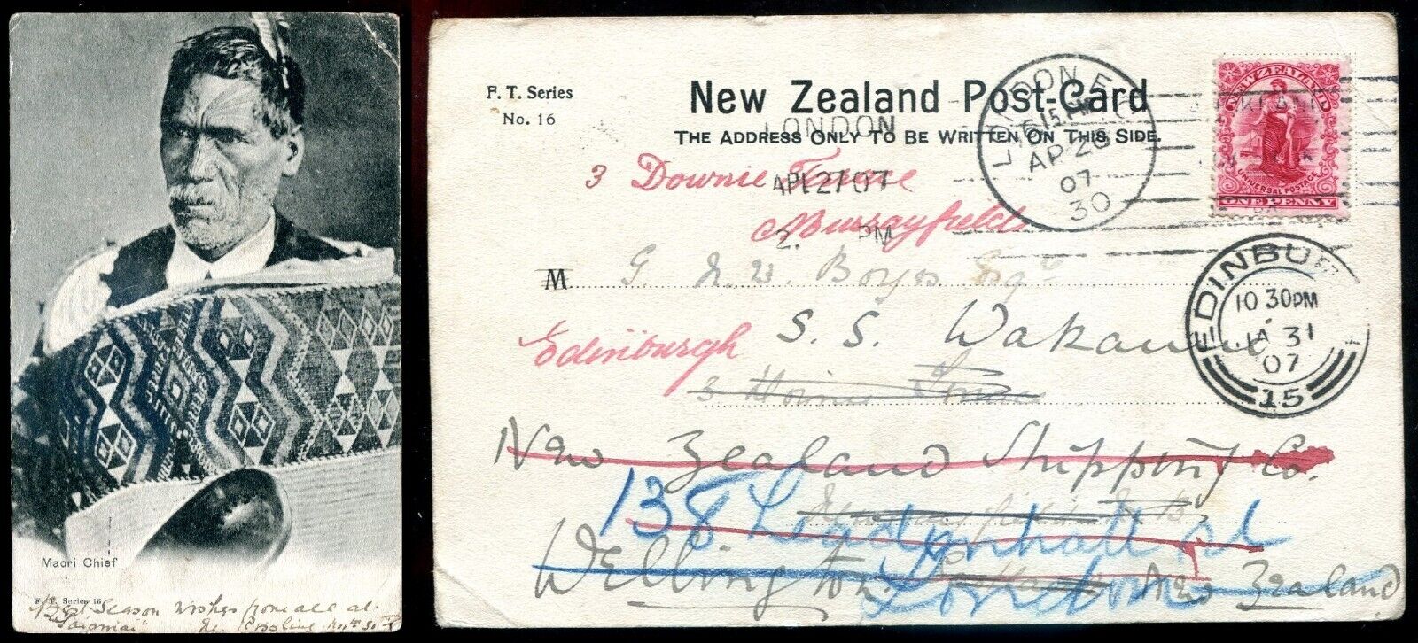 NEW ZEALAND Postcard 1900s Maori Chief Face Tattoo