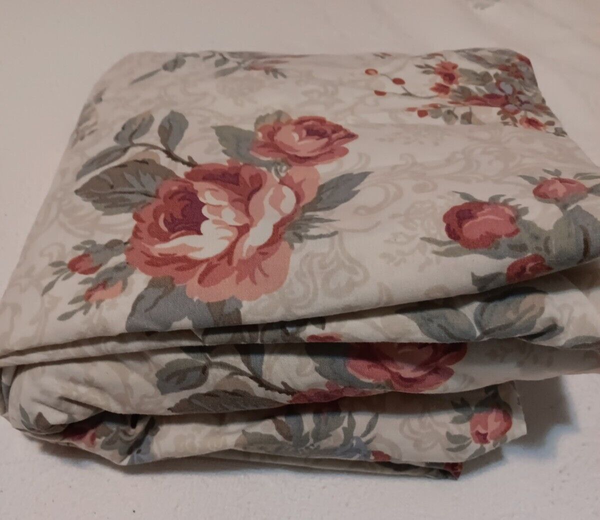 Queen Size Vintage Fitted Sheet Rose Floral,  Cotton VG 