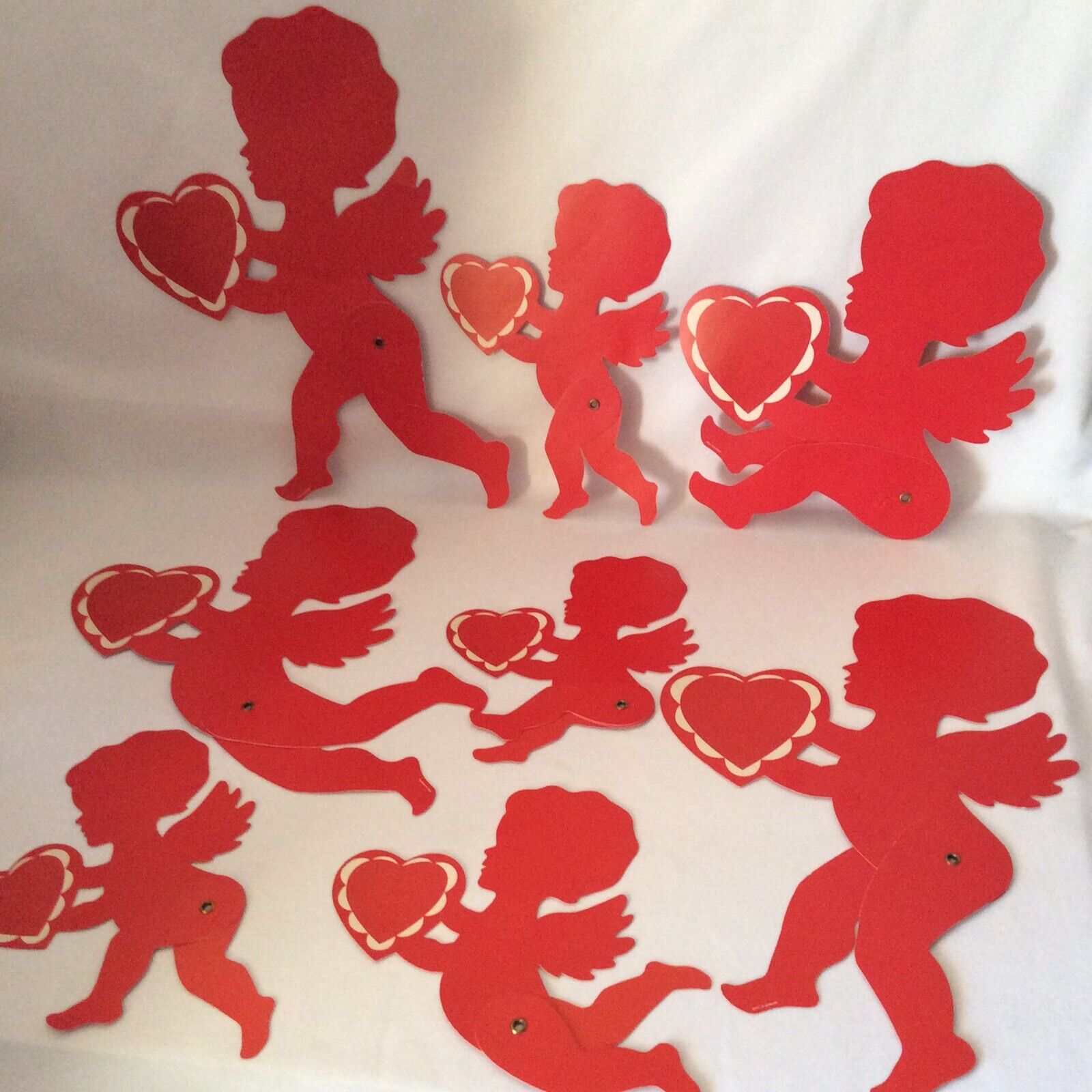 Vintage Valentines Day Cupid Cut Out Decorations Red Cupid Silhouettes Denmark