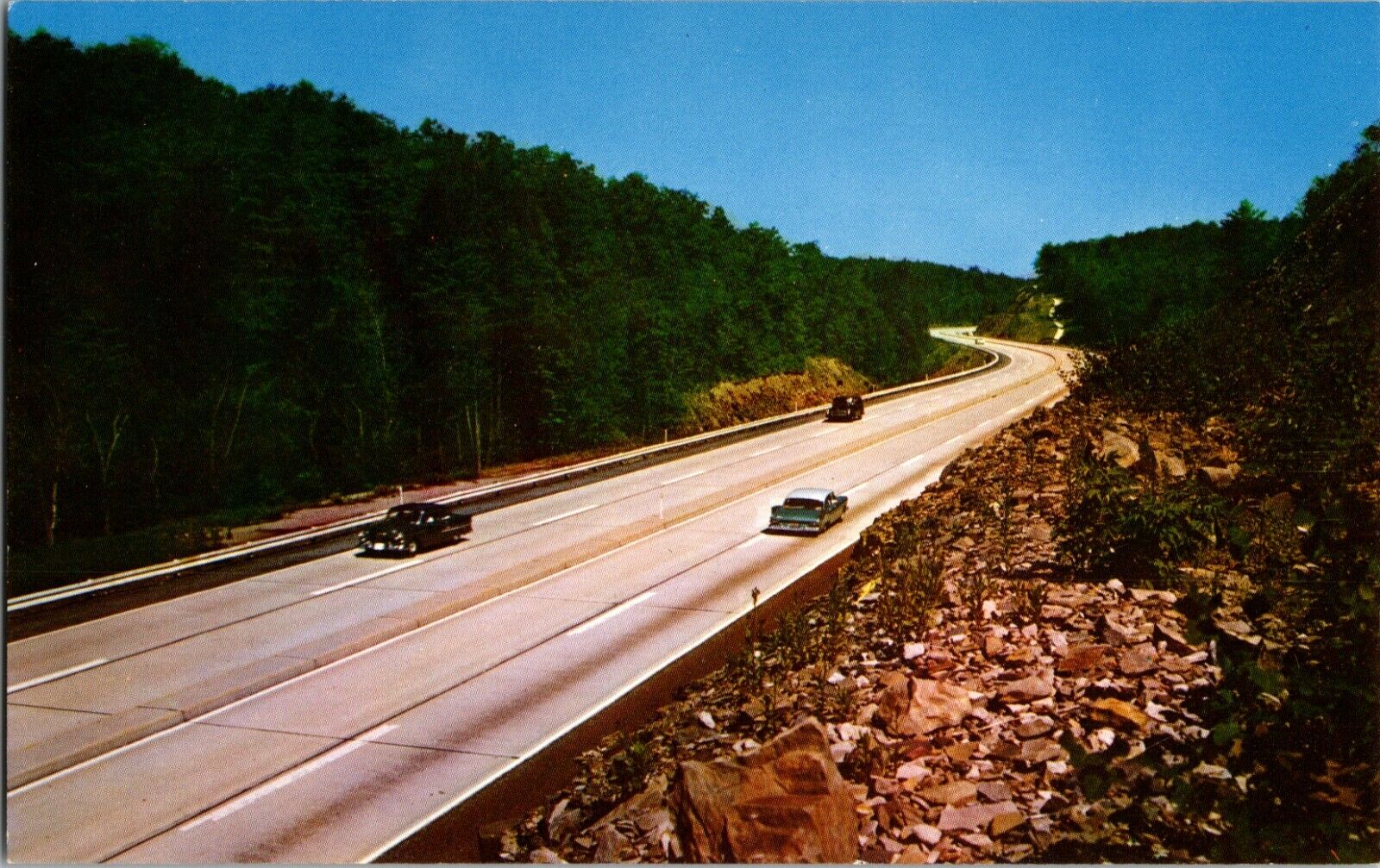 Postcard PA c.1950’s Scenic Pennsylvania Turnpike Northeast Extension VTG Cars