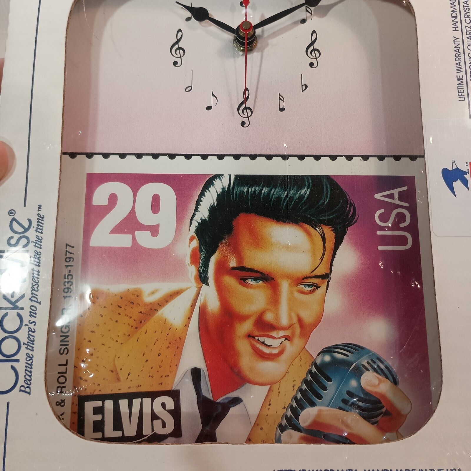 Vintage Elvis Clock Wise Battery Operated Wall Postmark Stamp Limited Edition