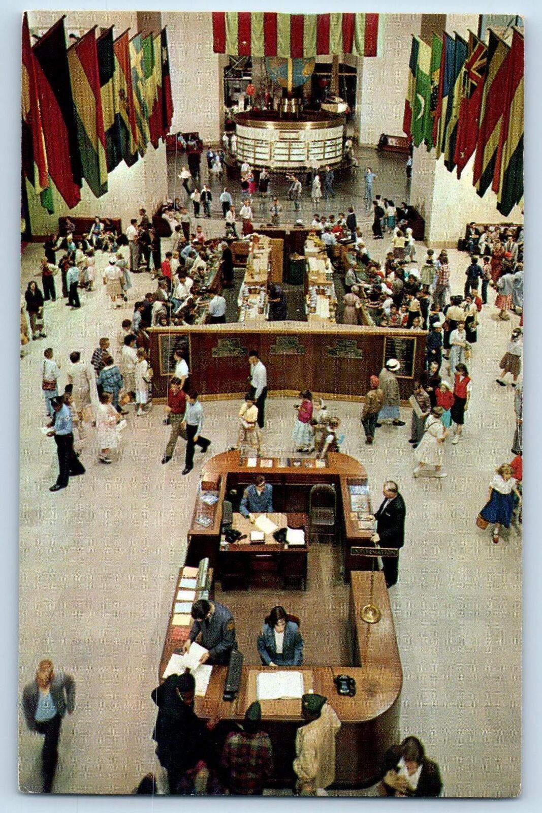 c1950 Museum Of Science & Industry Lobby Hall Of Flags Chicago Illinois Postcard