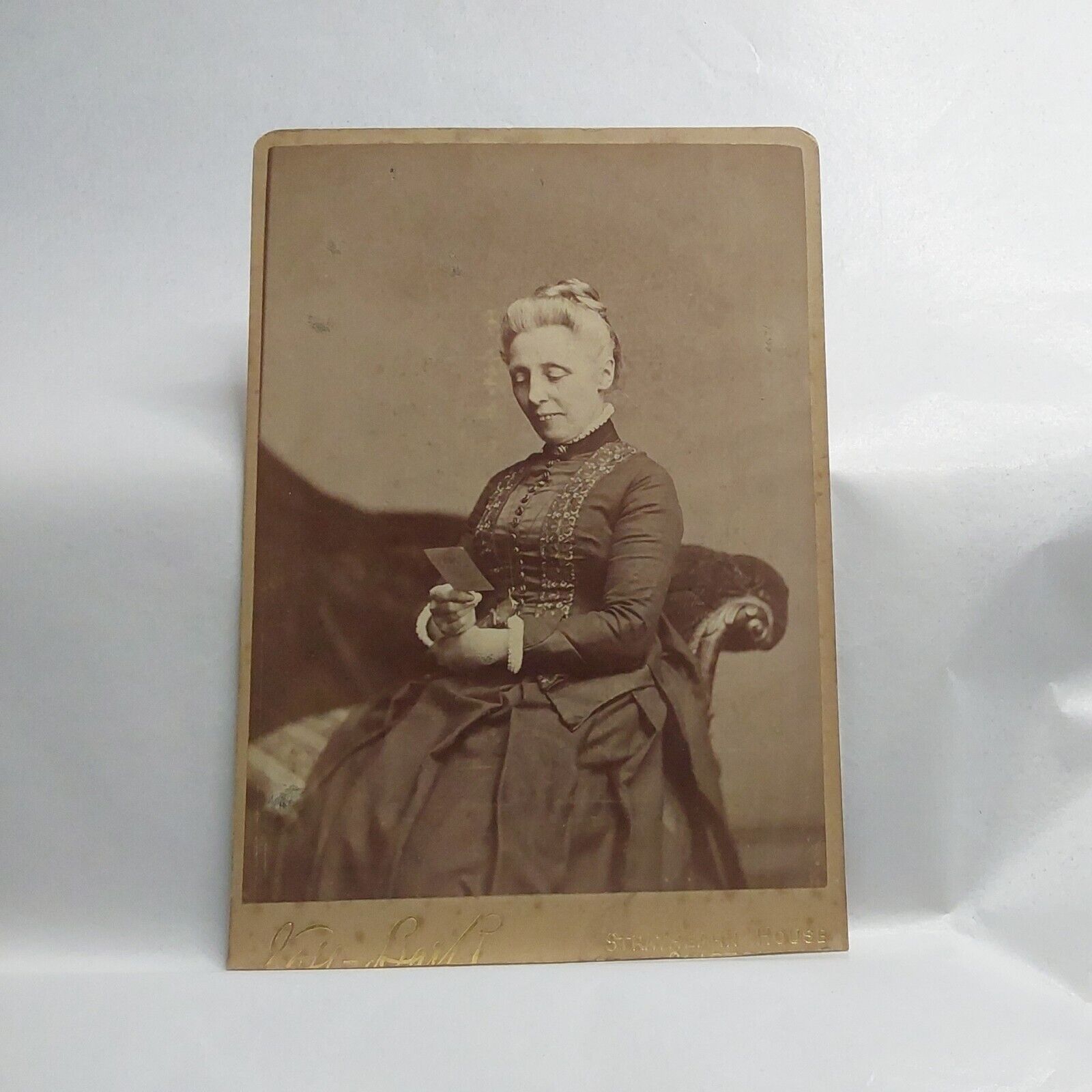 Victorian Photograph Cabinet Card Grieving Mourning CDV Lady Teeth Strathearn