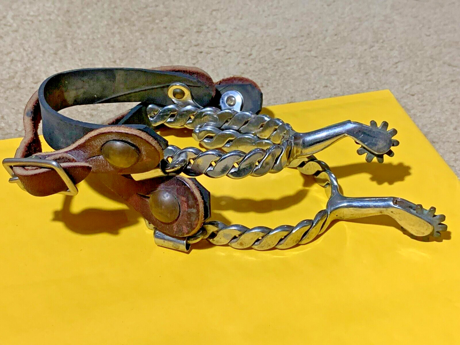 Vintage Twisted Spurs with leather straps