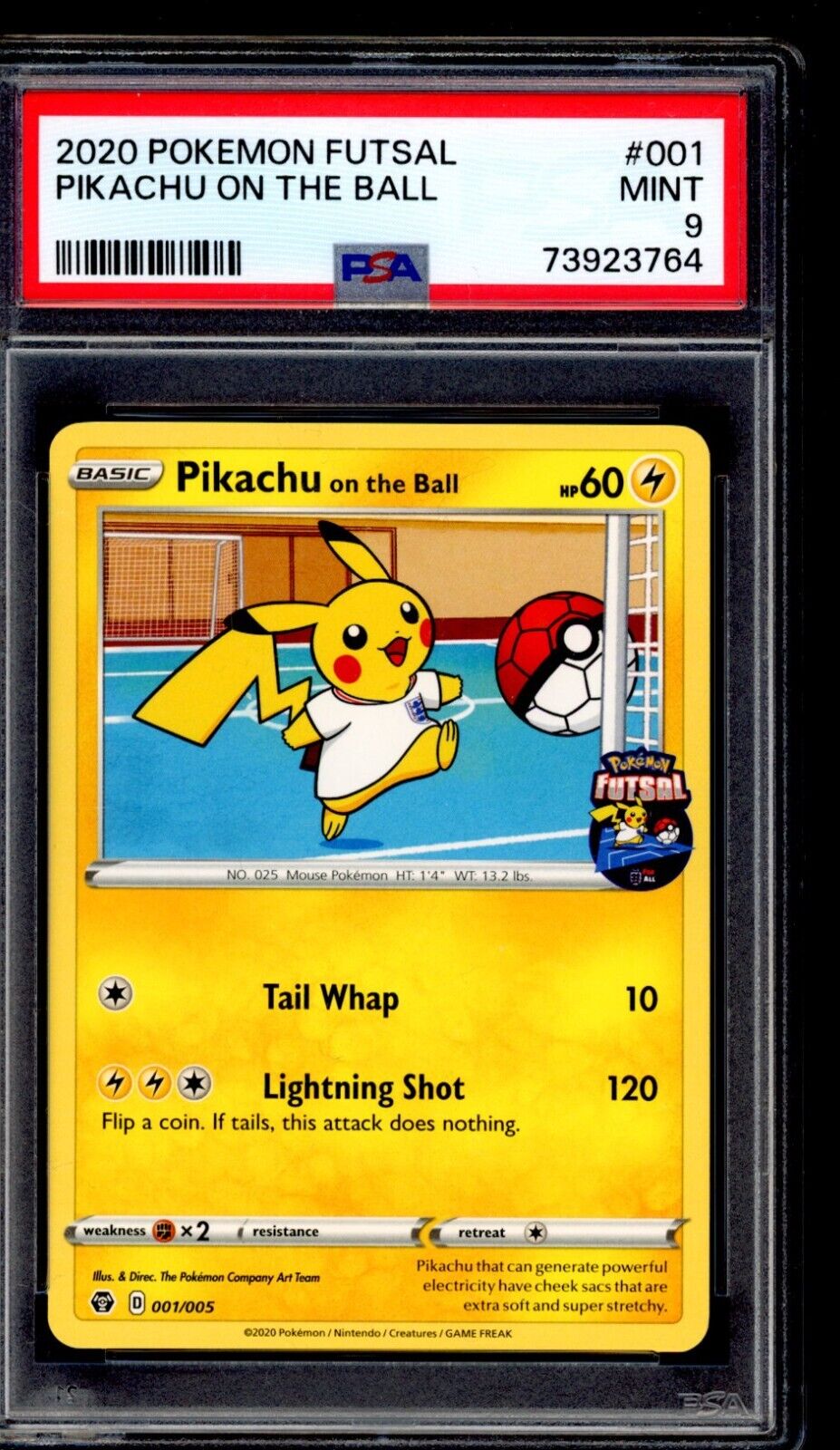 PSA 9 Pikachu on the Ball 2020 Pokemon Card 001/005 Futsal
