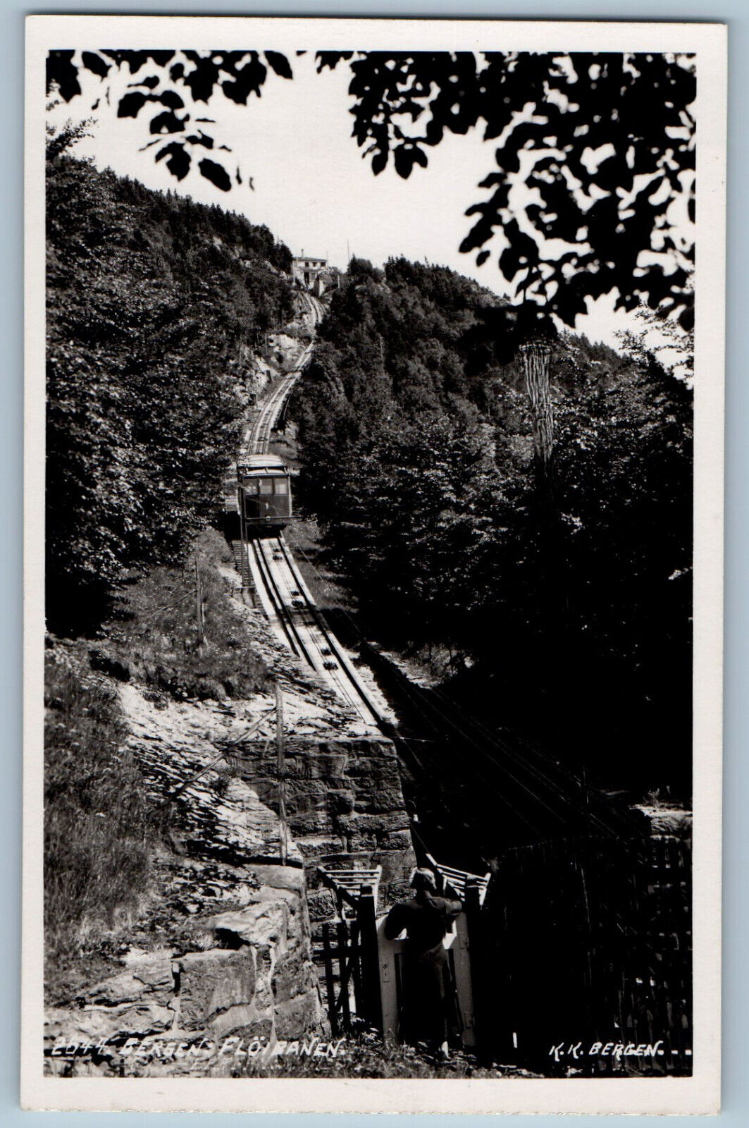 Norway Postcard Bergen Inclined Trolley Railroad c1940\'s RPPC Photo