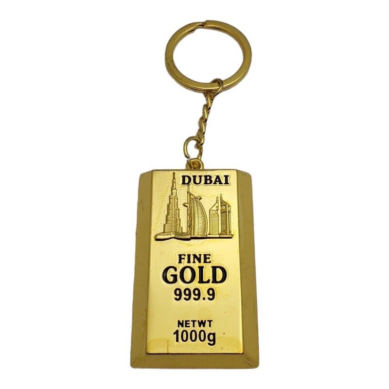 Dubai Gold Bar Keychain Souvenir Travel Tourist Gift Key Ring Bottle Opener UAE