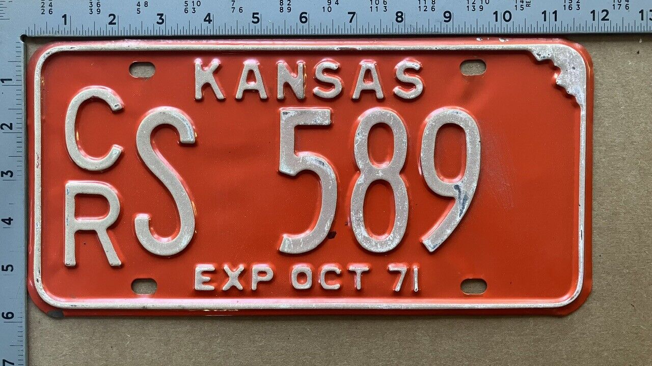 1971 Kansas license plate CR S 589 YOM DMV Crawford Ford Chevy Dodge 15671