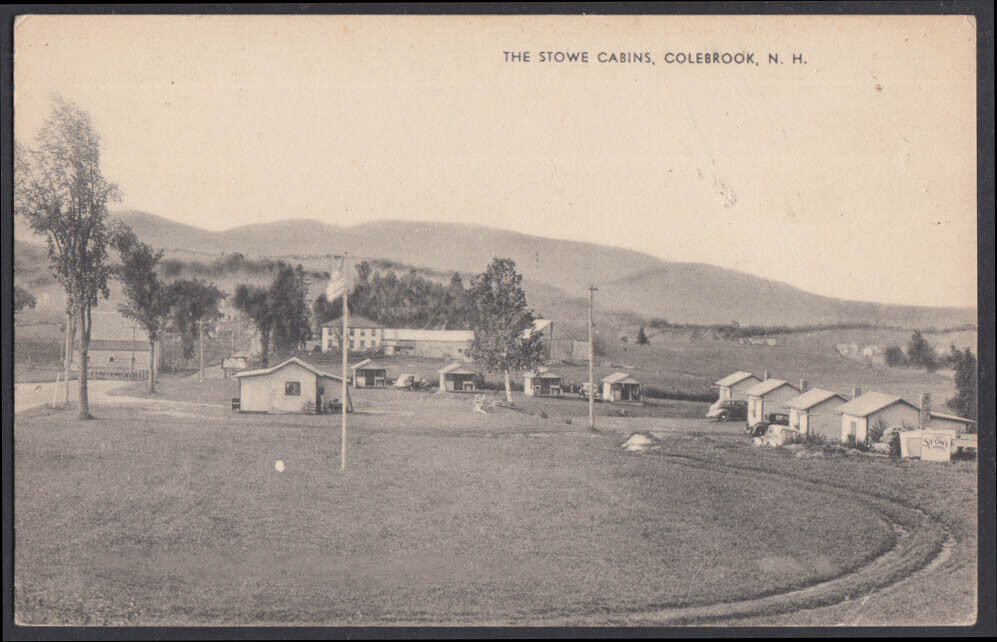 The Stowe Cabins at Colebrook NH postcard c 1930s