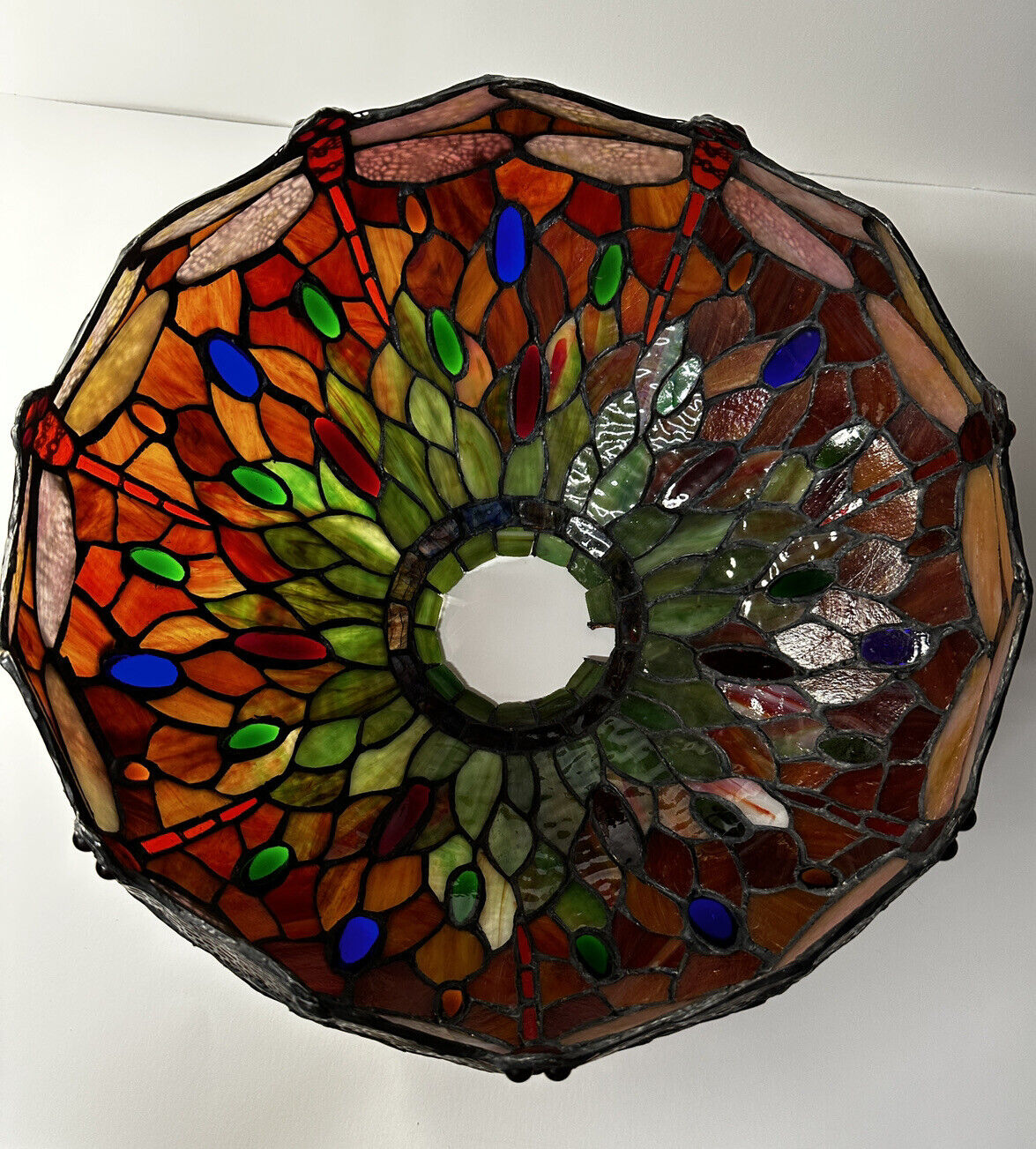 Dale Tiffany Dragonfly Lampshade Stained Glass Repair Restore Salvage Signed