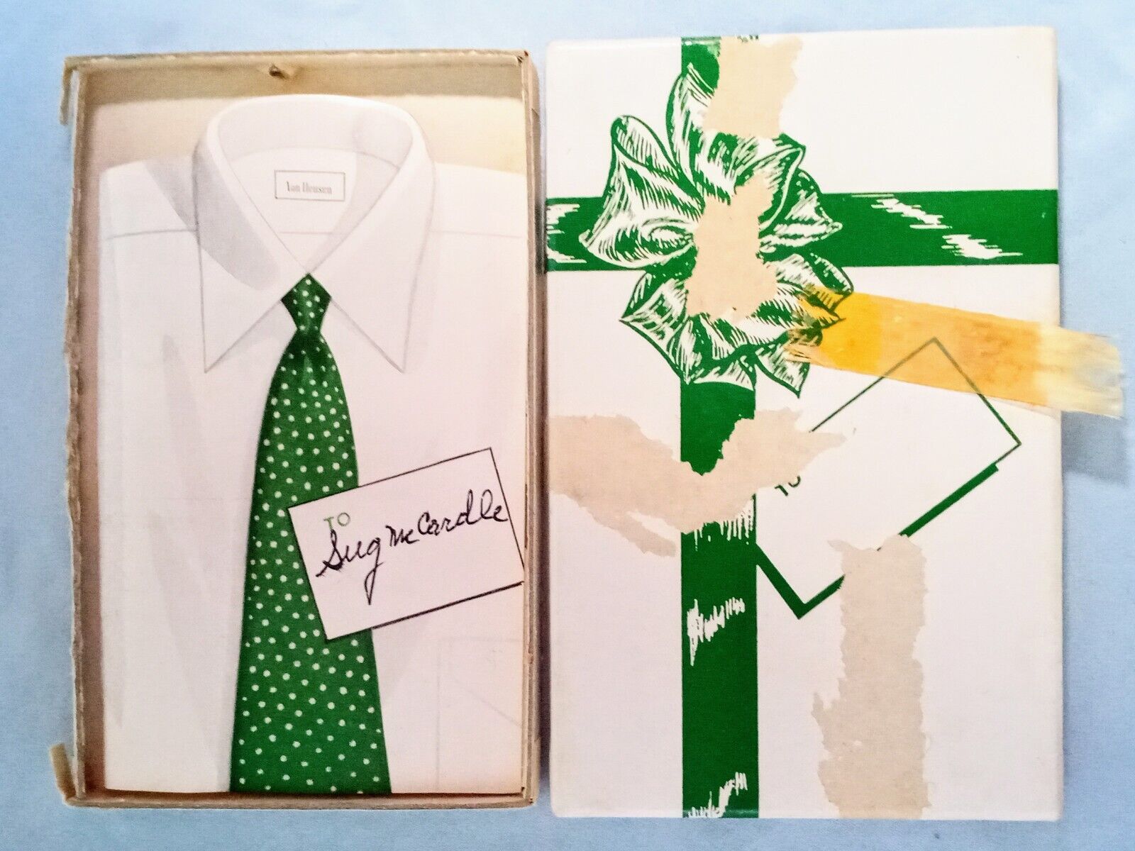 Vintage Van Heusen Paper Shirt & Tie 1940s $30 Gift Certificate In Gift Box