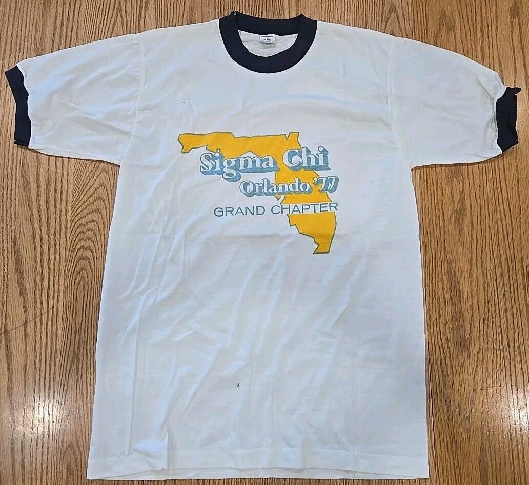 Rare Vintage Sigma Chi Orlando 77 Grand Chapter Florida XL White T Shirt