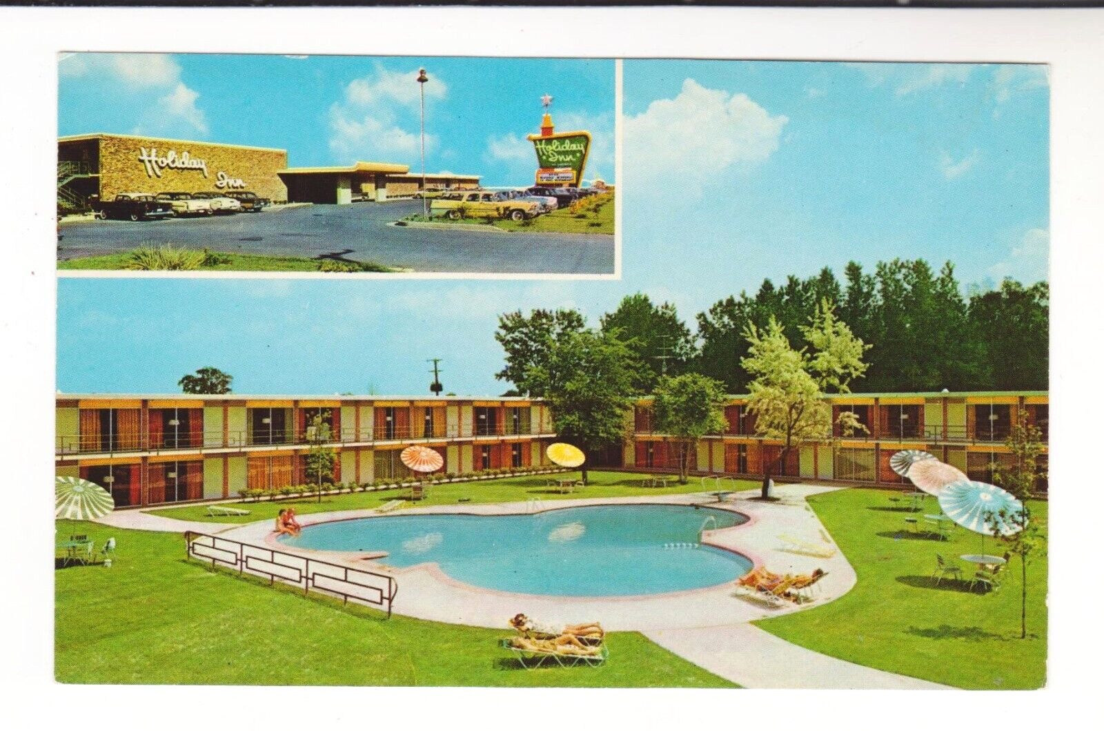 HOLIDAY INN, SIOUX FALLS, SOUTH DAKOTA – Swimming Pool - 1961 Multiview Postcard