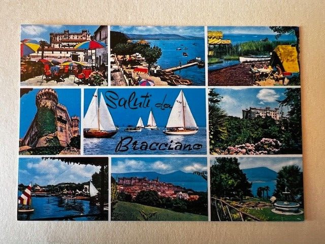 Postcard, Saluti da Bracciano (near Rome), photochrome, Italy