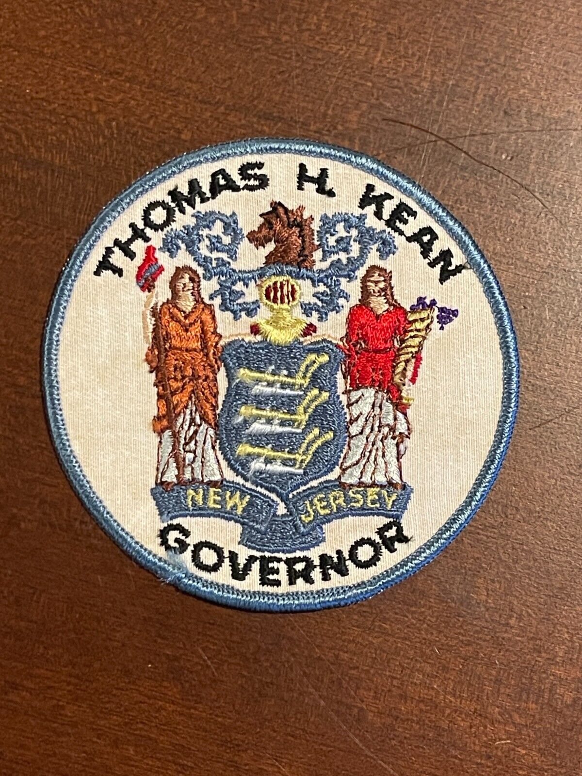 VINTAGE THOMAS H. KEAN NEW JERSEY REPUBLICAN GOVERNOR 1980s POLITICAL PATCH