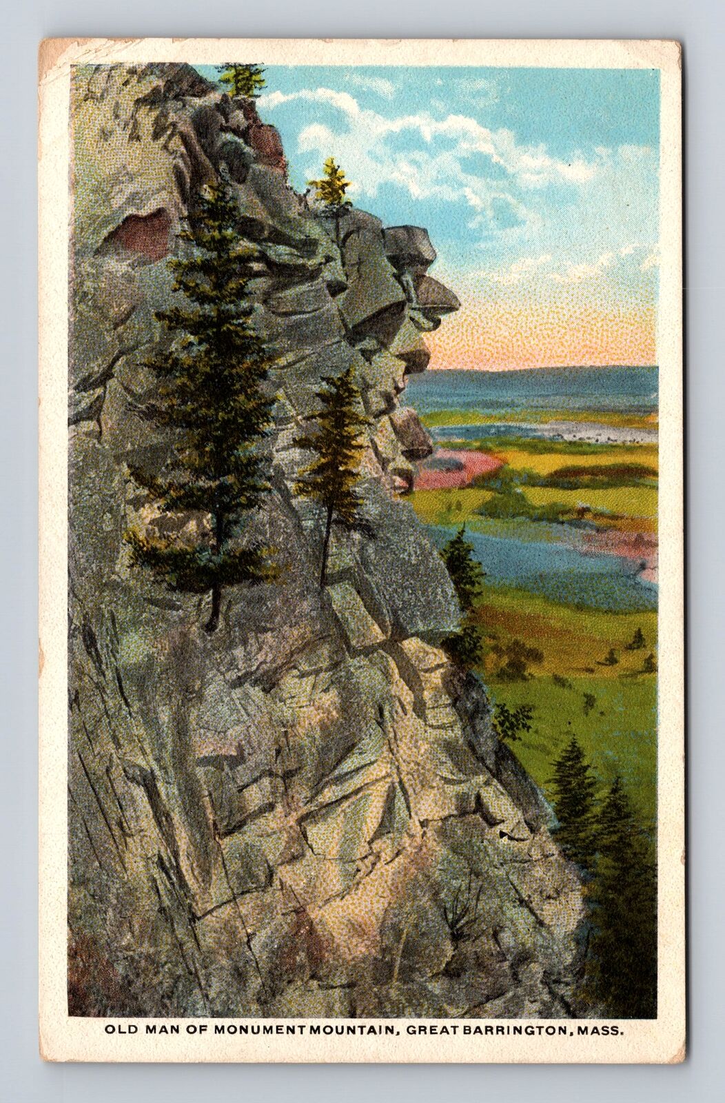 Great Barrington MA-Massachusetts, Old Man Of Mountain Vintage c1921 Postcard
