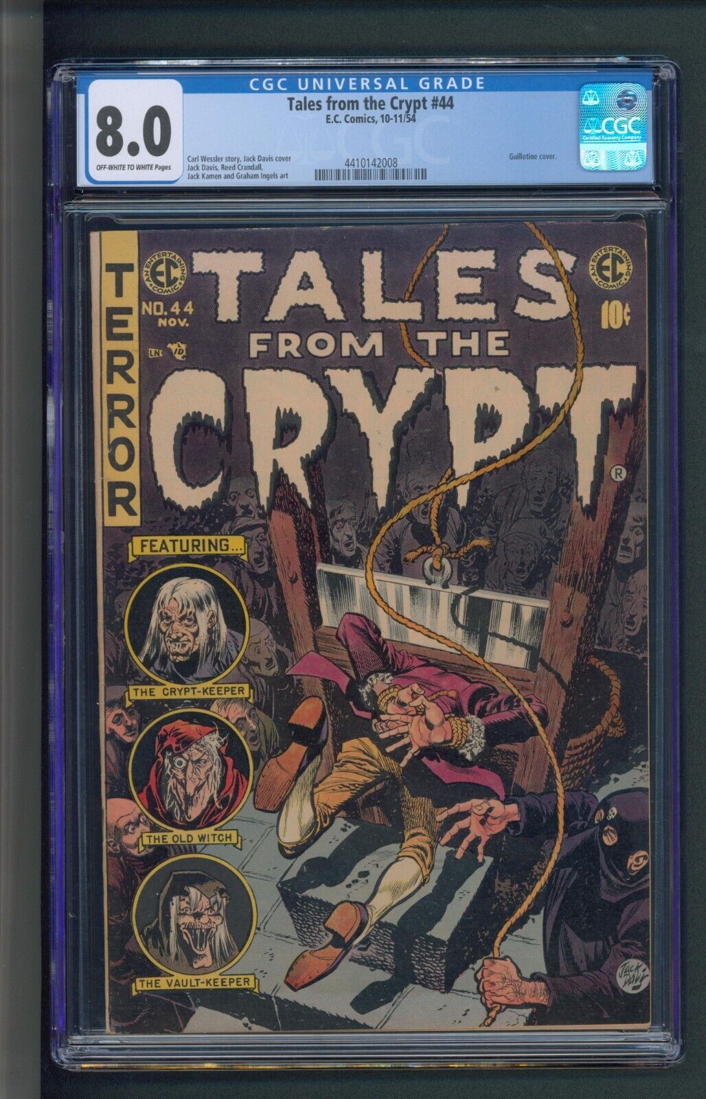 Tales from the Crypt #44 CGC 8.0 OWTW Pages Guillotine Cover