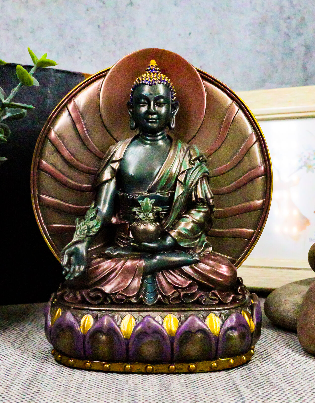 Ebros Bodhisattva Bhaisajyaguru Medicine Buddha Meditating On Lotus Throne 6\