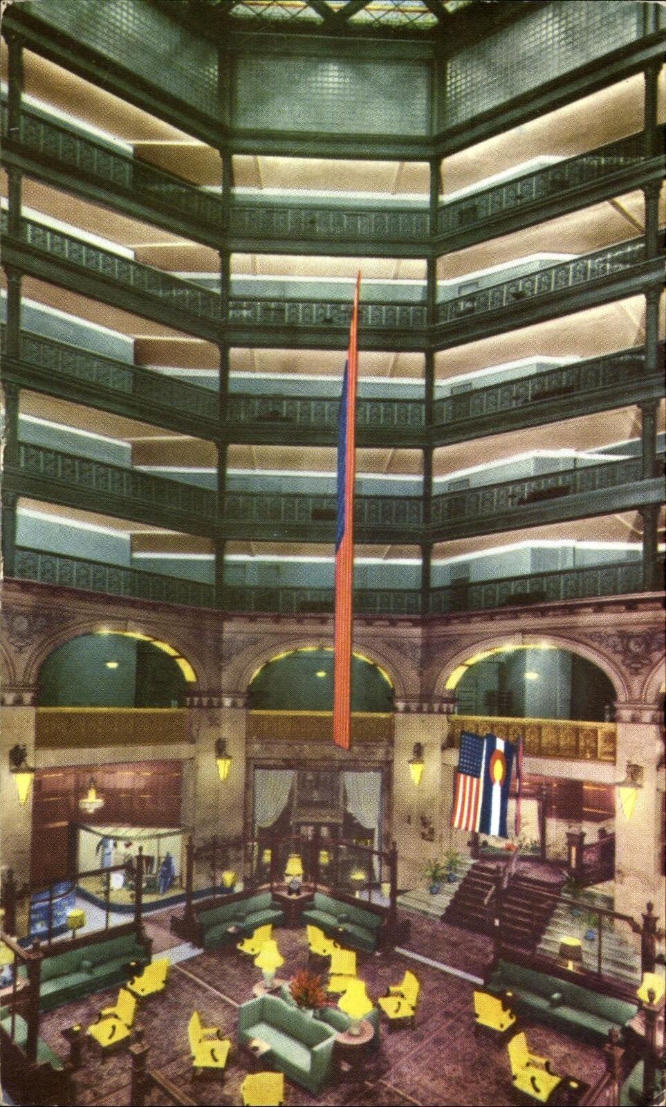 Brown Palace Hotel lobby ~ Denver Colorado ~ mailed 1951